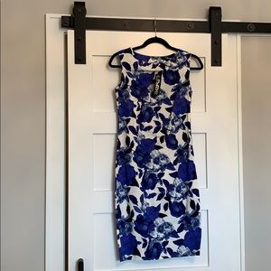 Blue violet floral print summer dress